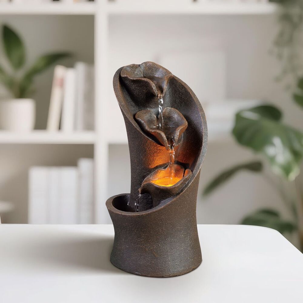 Kalona 3-Tier LED Tabletop Waterfall Fountain – Indoor Zen Decor
